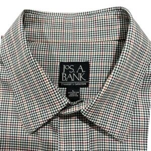 Jos. A. Bank Traveler's Collection Mens Large Cotton Check Button Down Shirt